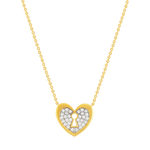 Collier plaqué or jaune coeur et zirconias 45cm - vue 1