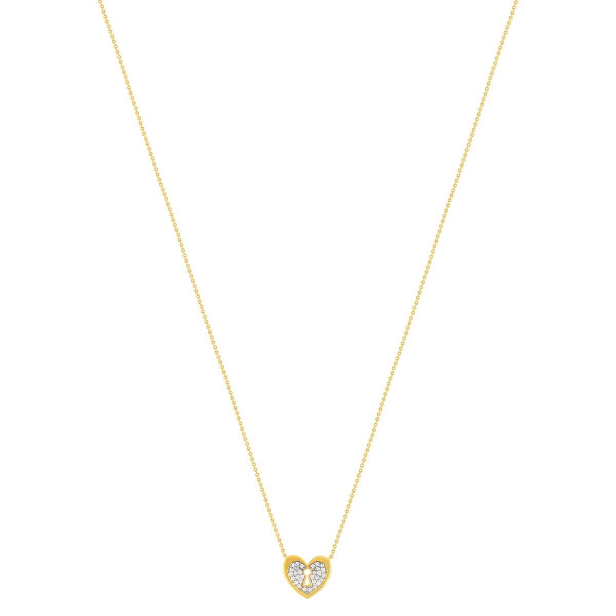 Collier plaqué or jaune coeur et zirconias 45cm - vue 2