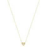Collier plaqué or jaune coeur et zirconias 45cm - vue 2