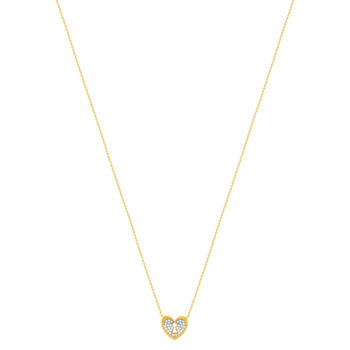 Collier plaqué or jaune coeur et zirconias 45cm