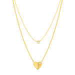 Collier plaqué or jaune coeur et zirconias45cm - vue 1