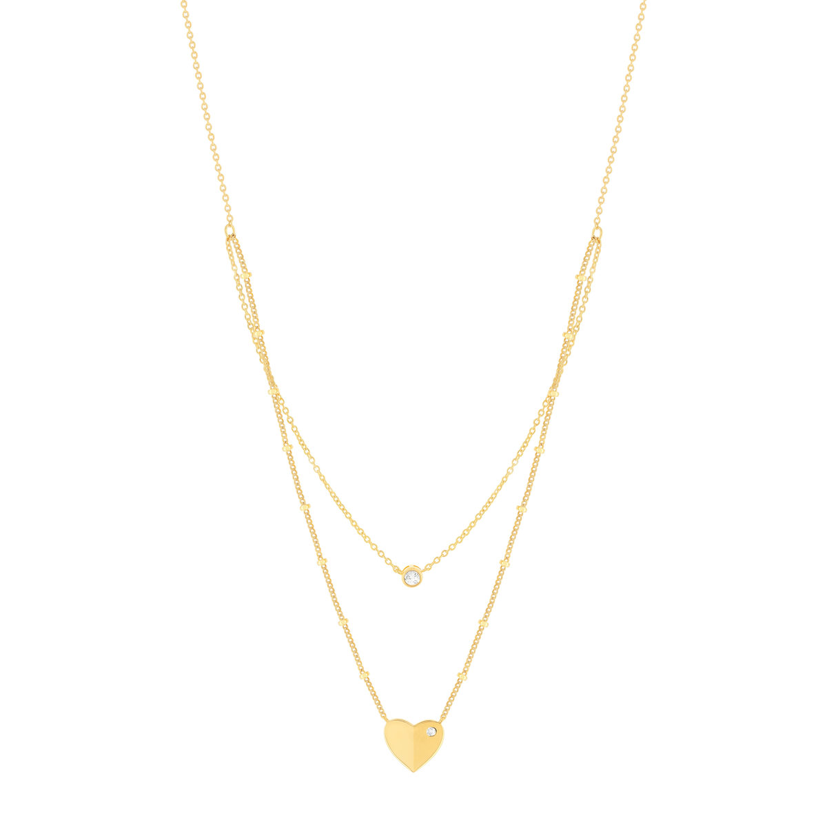 Collier plaqué or jaune coeur et zirconias45cm - vue 2