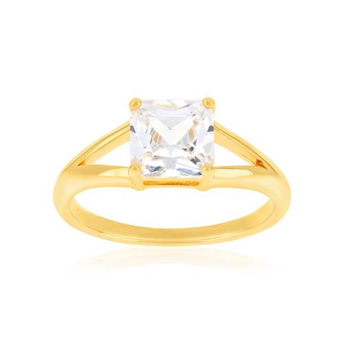 Bague plaqué or jaune et zirconias