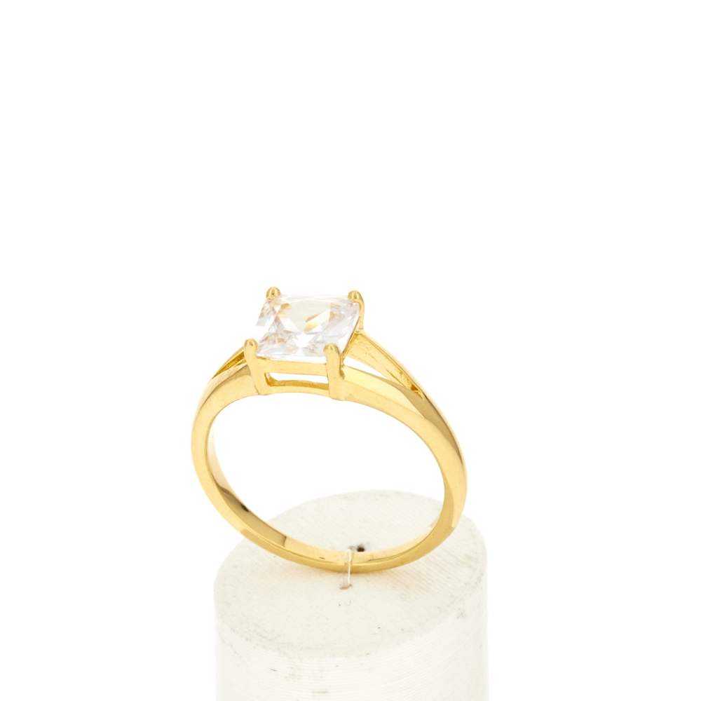 Bague plaqué or jaune et zirconias - vue 2