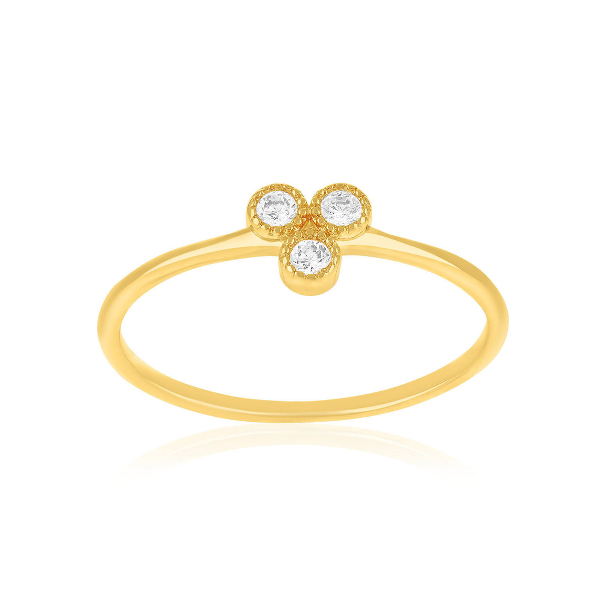 Bague plaqué or jaune et zirconias