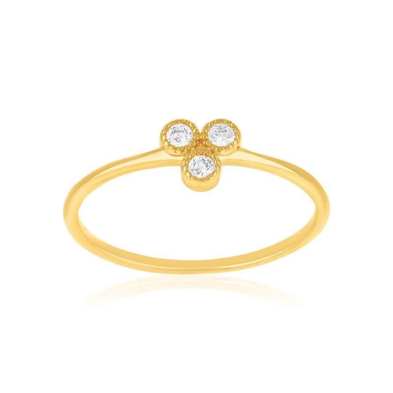 Bague plaqué or jaune et zirconias - vue 1