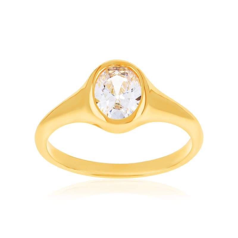 Bague plaqué or jaune et zirconias - vue 1