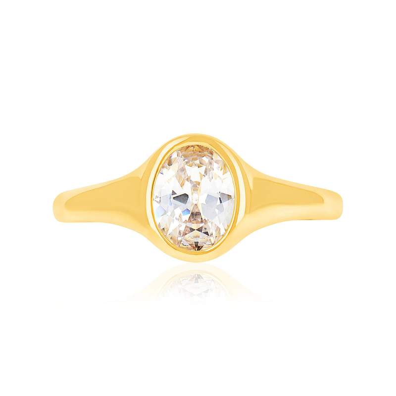 Bague plaqué or jaune et zirconias - vue 3