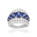 Bague argent saphirs synthétiques et zirconias - vue 1