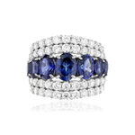 Bague argent saphirs synthétiques et zirconias - vue 3