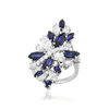 Bague argent saphirs synthétiques et zirconias - vue V1