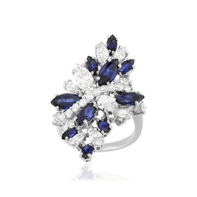 Bague argent saphirs synthétiques et zirconias