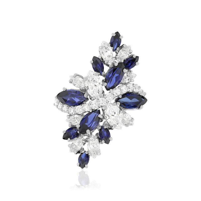 Bague argent saphirs synthétiques et zirconias - vue 3