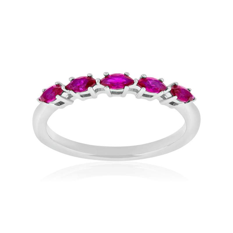 Bague argent 925 pierres synthétiques roses - vue 1