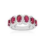 Bague argent 925 pierres synthétiques rouges et zirconias - vue 1