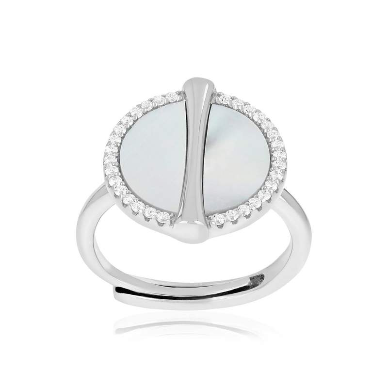 Bague argent 925 nacres et zirconias - vue 1