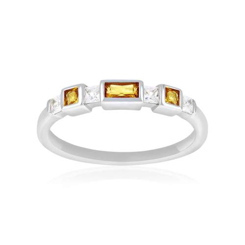 925 zilveren ring met witte gele zirkonia's