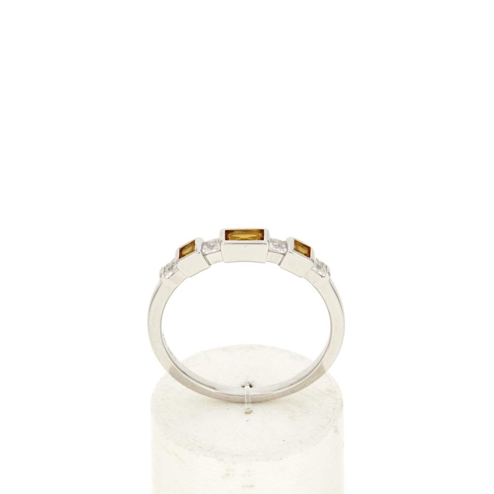 Bague argent 925 et zirconias jaunes blancs - vue 1