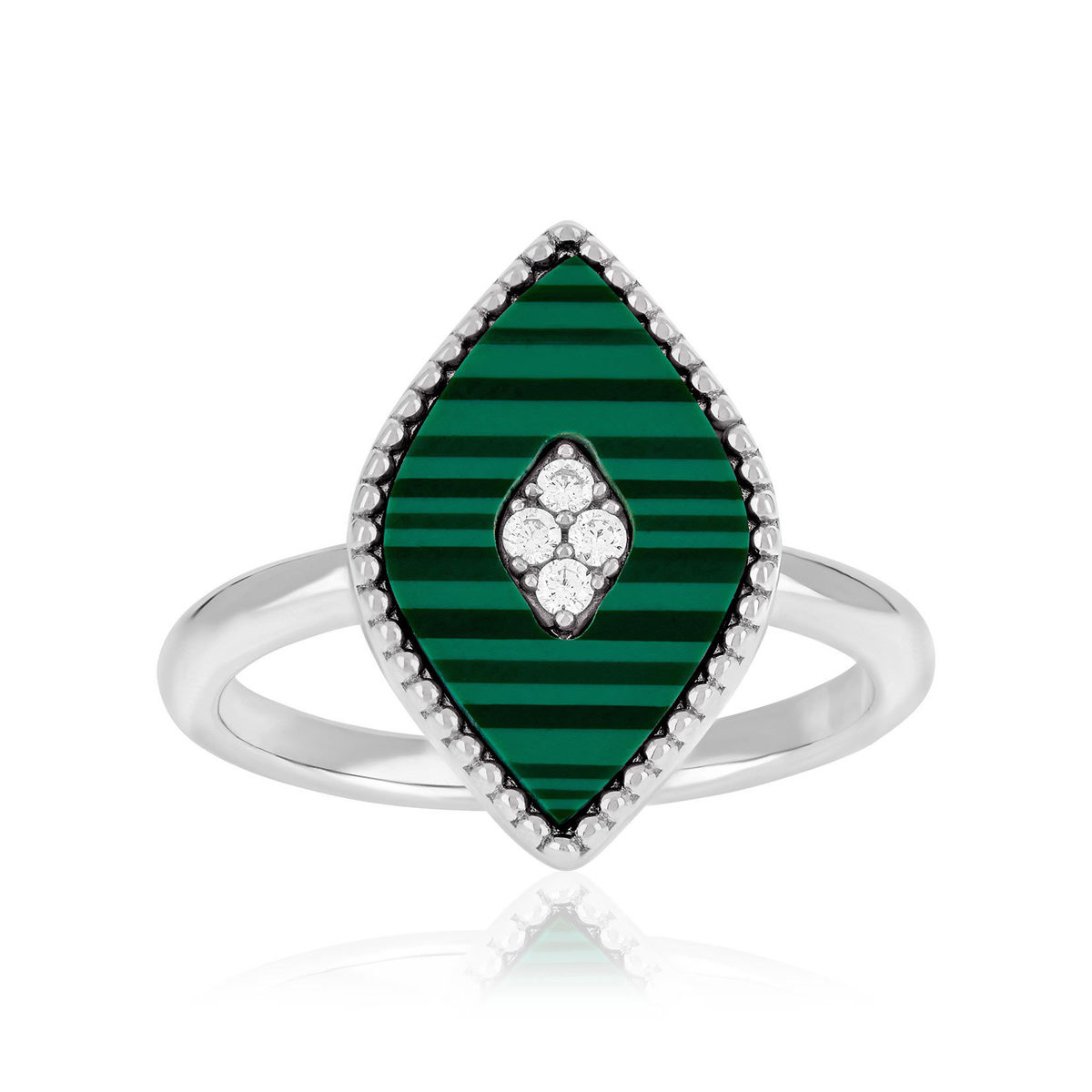 Bague argent 925 malachites