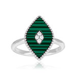 Bague argent 925 malachites - vue 1