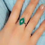 Bague argent 925 malachites - vue porté 1