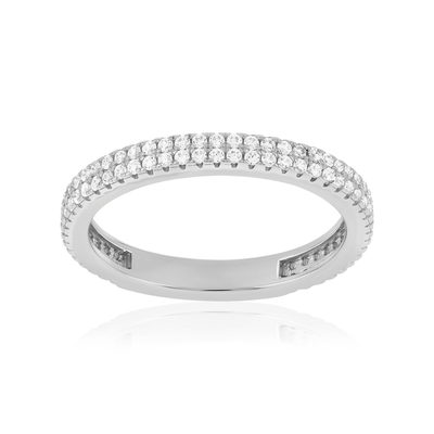 Bague argent 925 et zirconias - vue 1