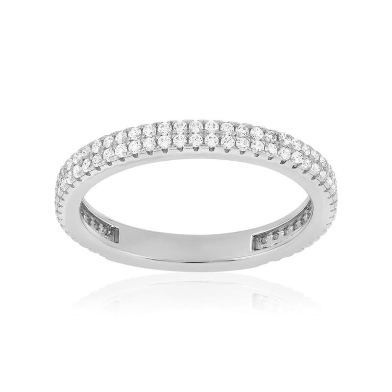 Bague argent 925 et zirconias - vue 1