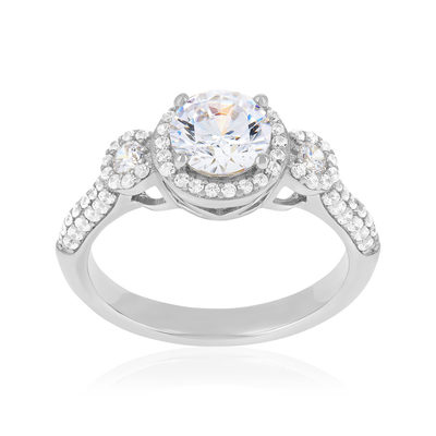 Bague argent 925 et zirconias - vue 1