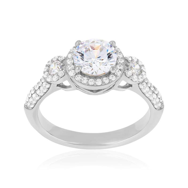 Bague argent 925 et zirconias - vue 1