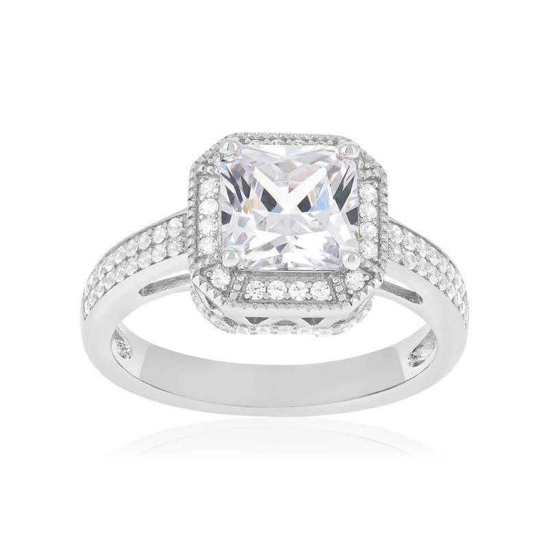 Bague argent 925 et zirconias - vue 1
