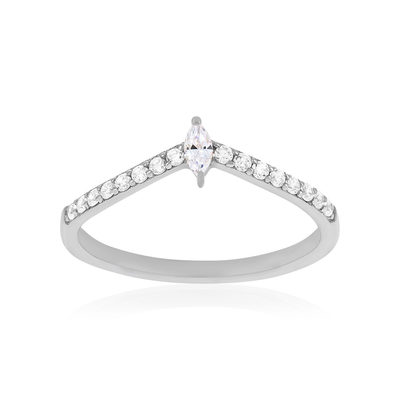 Bague argent 925 et zirconias - vue 1