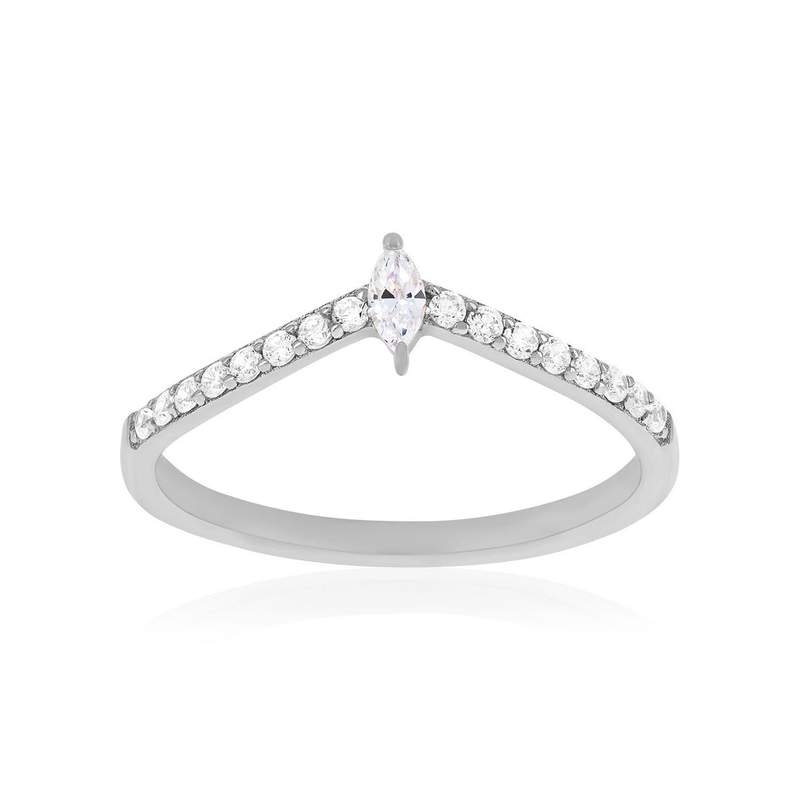 Bague argent 925 et zirconias - vue 1