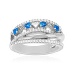 Bague argent 925 pierres imitation bleues et zirconias - vue 1