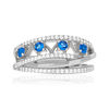 Bague argent 925 pierres imitation bleues et zirconias - vue V3