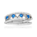 Bague argent 925 pierres imitation bleues et zirconias - vue 3