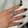 Bague argent 925 pierres imitation bleues et zirconias - vue Vporté 1