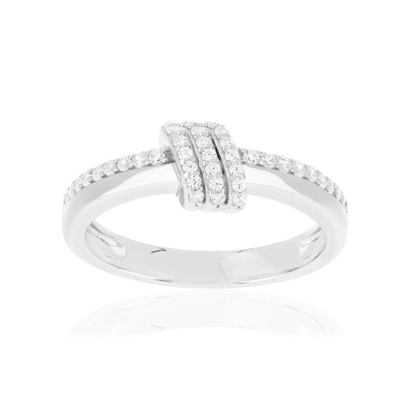 Bague argent 925 et zirconias - vue 1
