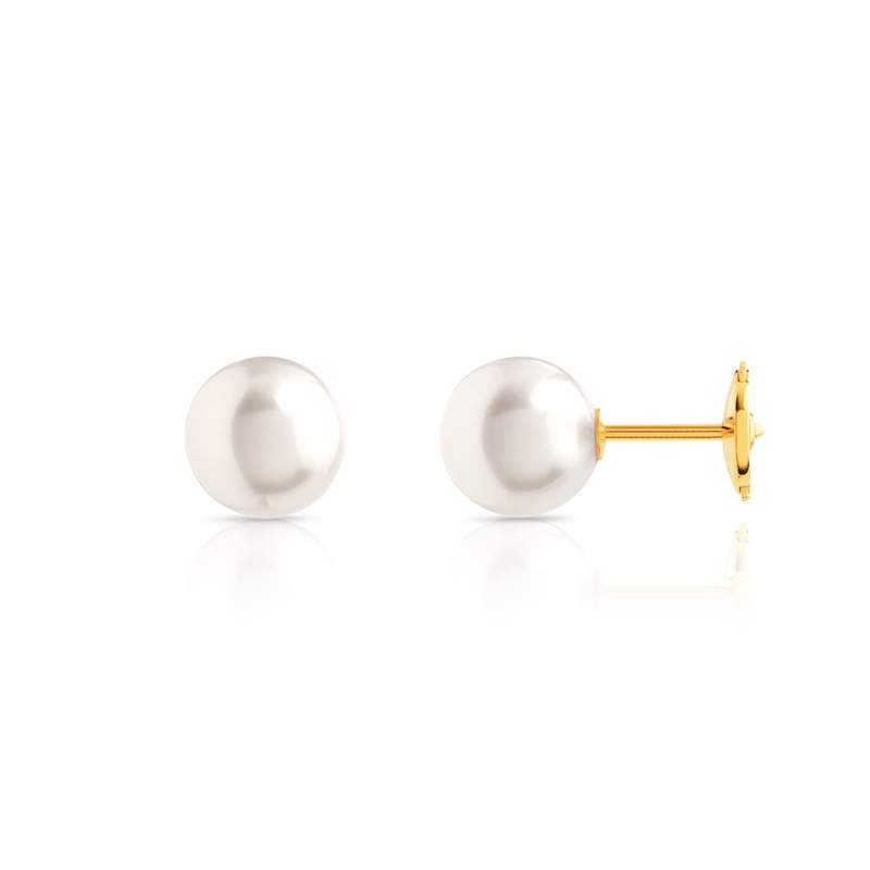 Boucles d'oreilles or 750 jaune perles de culture du Japon - vue D1