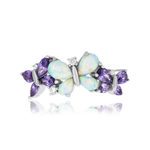 Bague argent 925 papillons opales et zirconias violets - vue 3