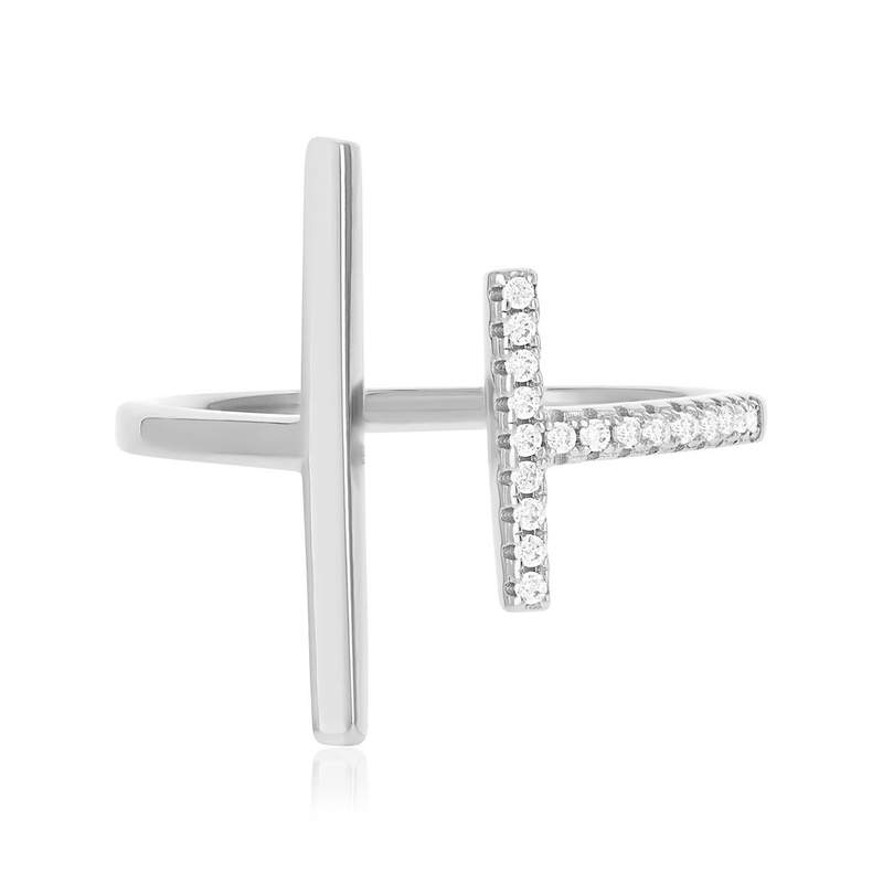 Bague argent 925 ouverte et zirconias - vue 3
