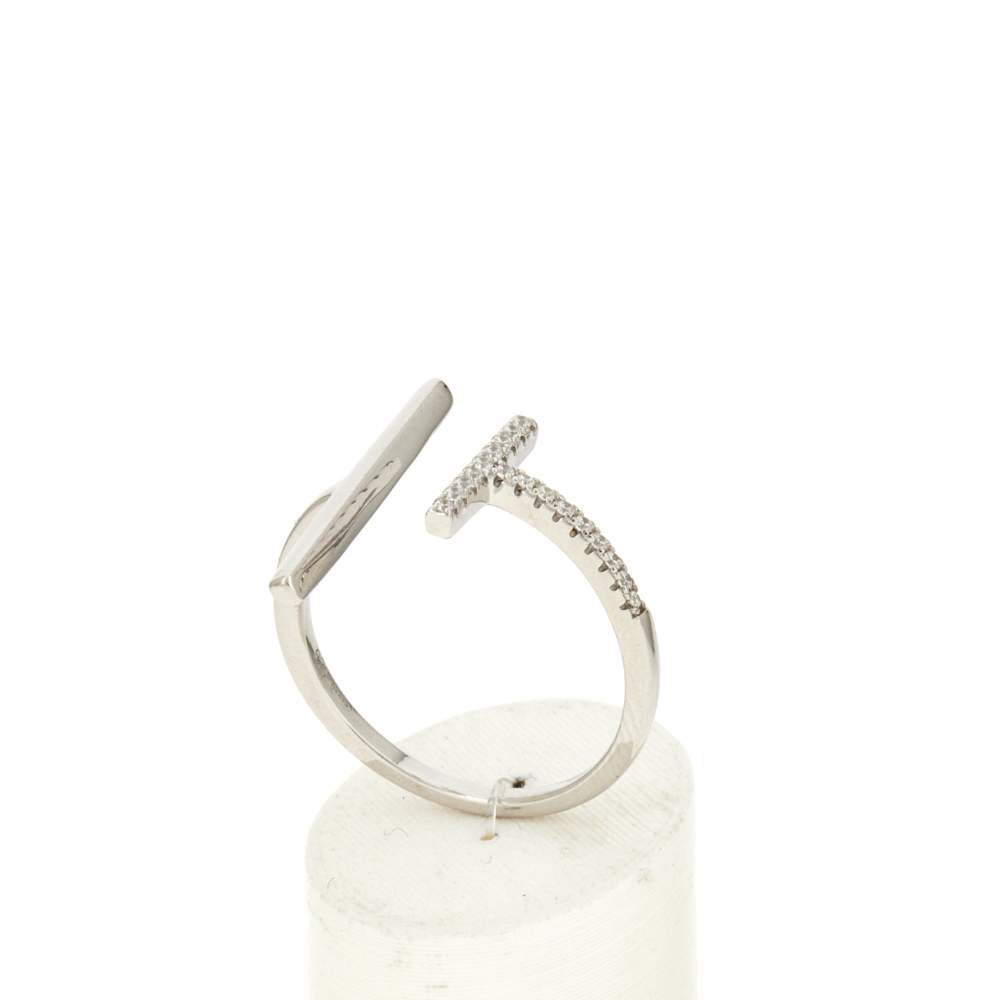 Bague argent 925 ouverte et zirconias - vue 3