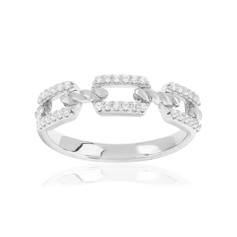 Bague argent 925 et zirconias - vue 1