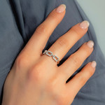 Bague argent 925 et zirconias - vue porté 1