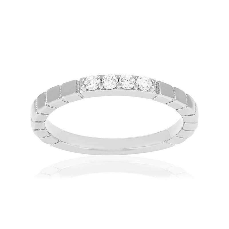 Bague argent 925 et zirconias - vue 1
