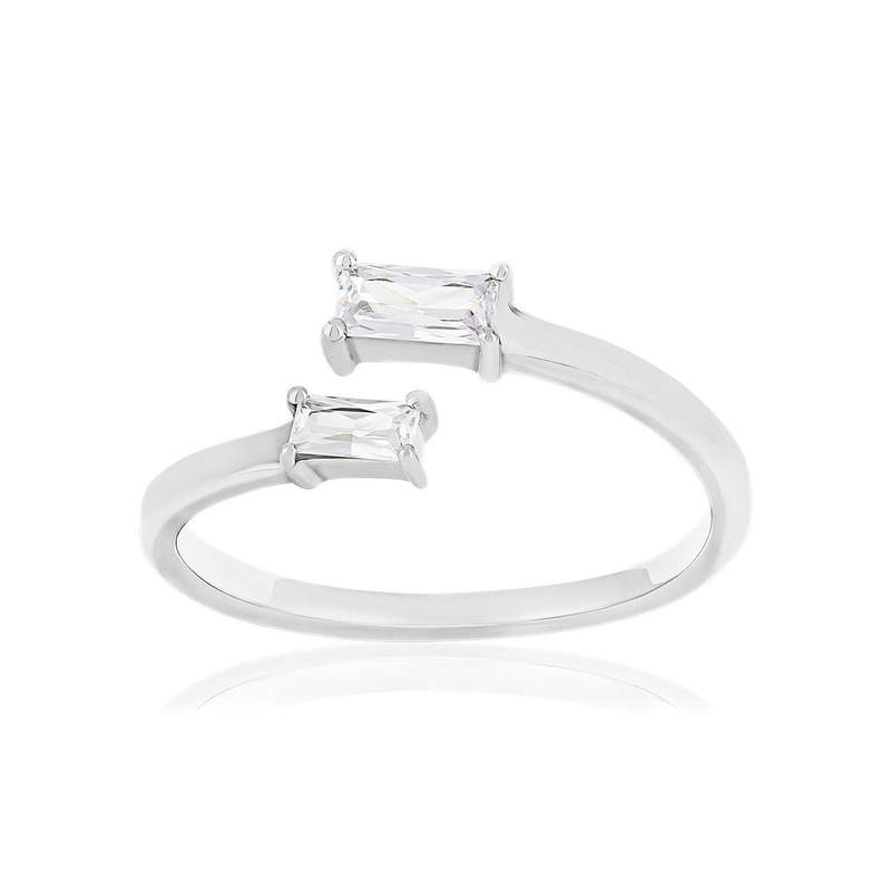 Bague argent 925 et zirconias - vue 1