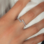 Bague argent 925 ouverte et zirconias - vue porté 1