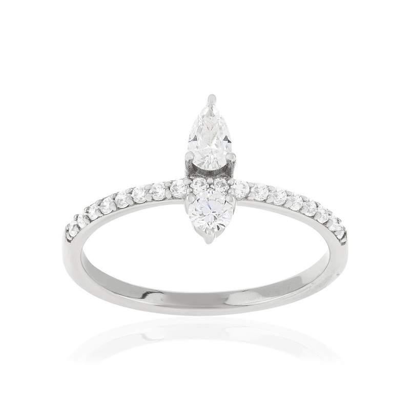Ring van 925 zilver met zirkonia's - aanzicht 1