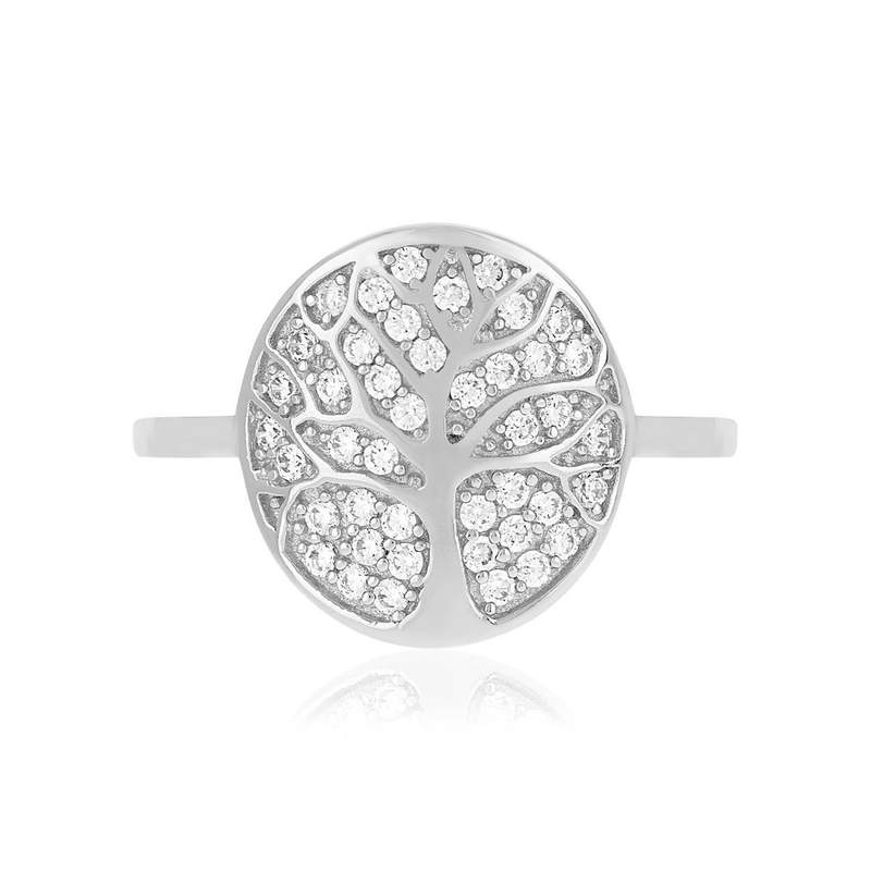 925 zilveren ring met levensboom en zirkonia's - afbeelding 3