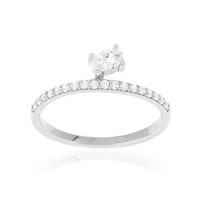 Bague argent 925 et zirconias - vue 1