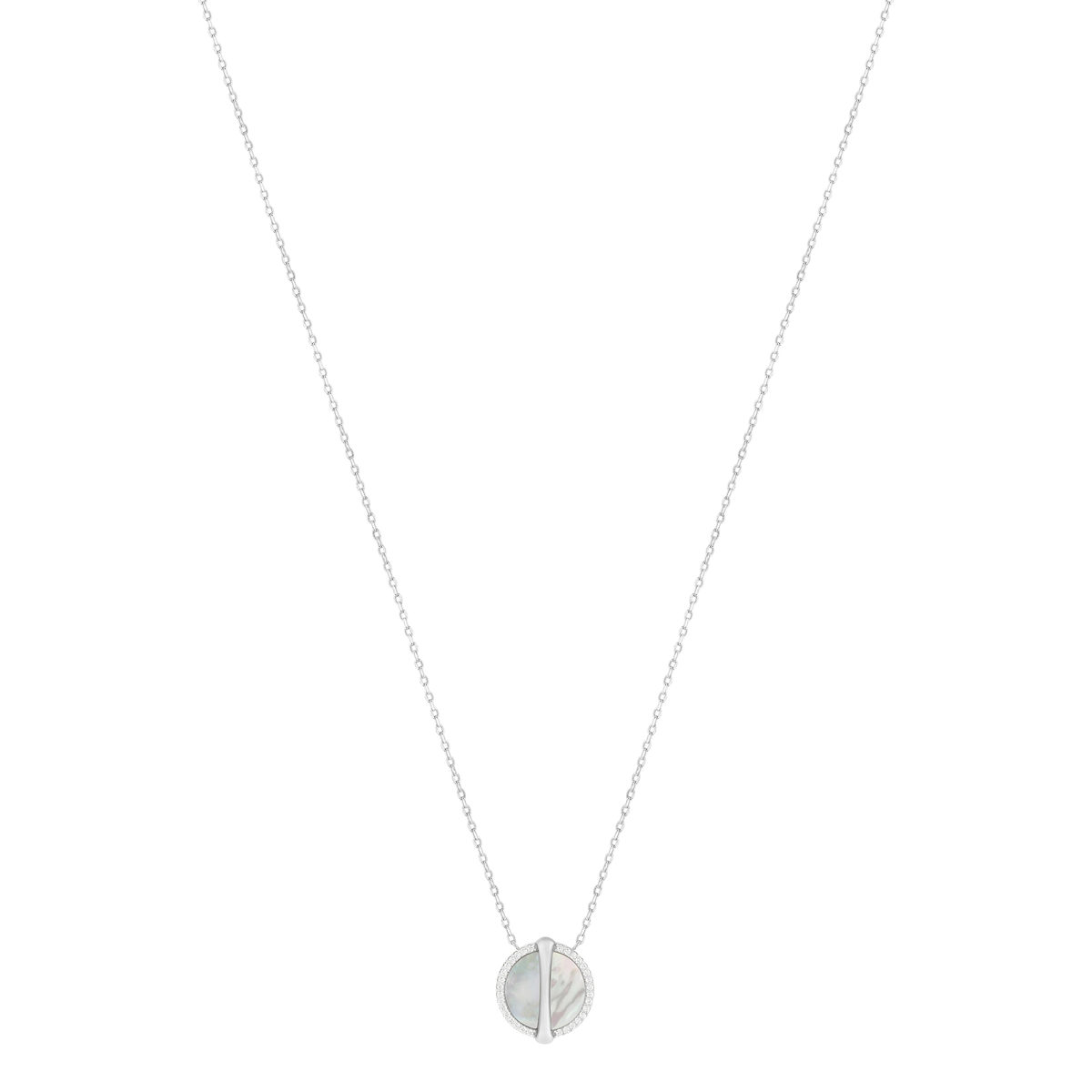 Collier argent 925 nacres rond et zirconias 45cm - vue 2